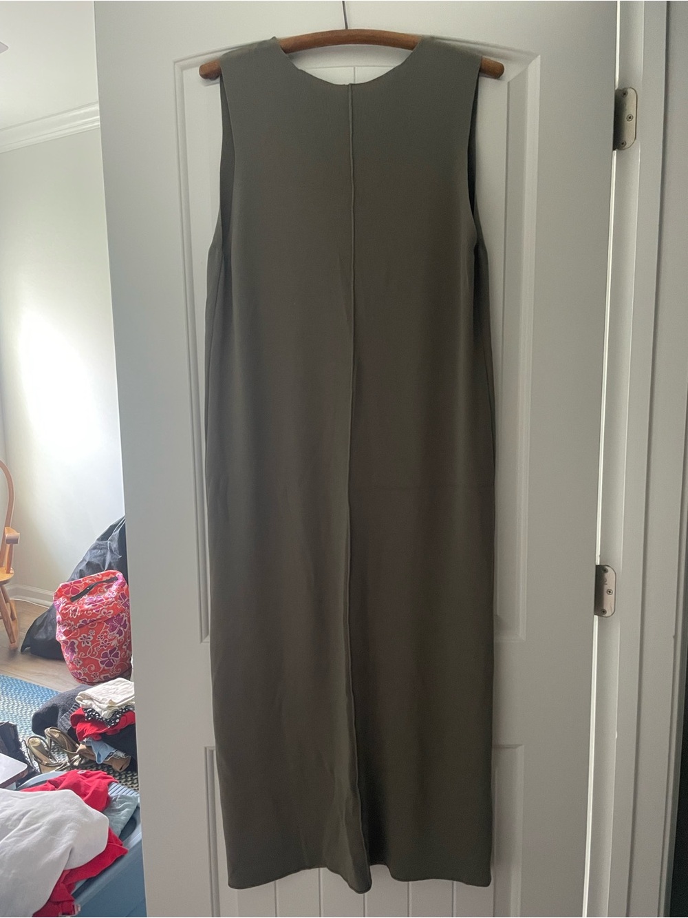 Zara Sleeveless Long Maxi Dress in Olive Green